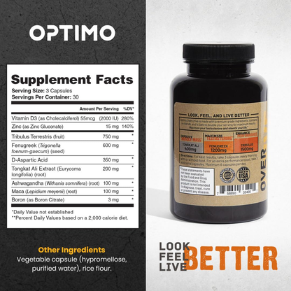 optimo testosterone supplement facts